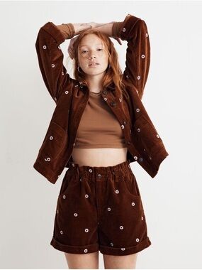 Madewell Brown Corduroy Jacket with Daisy Details